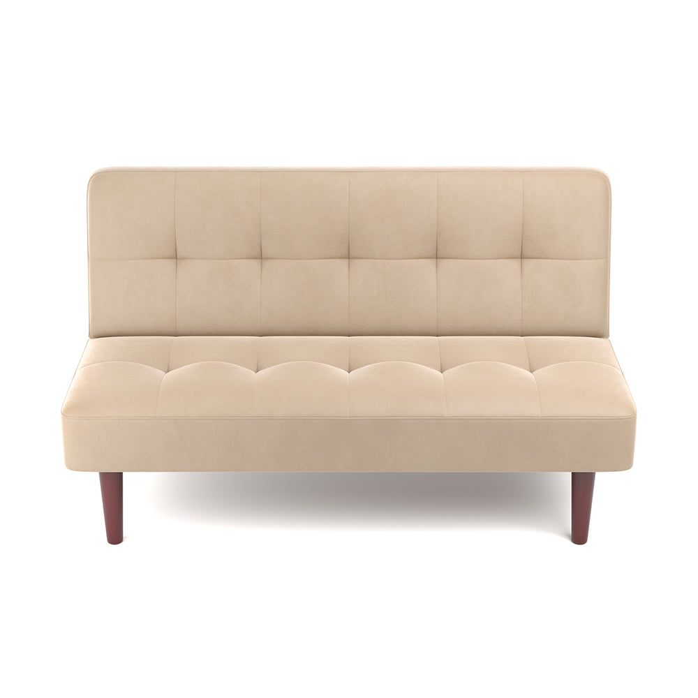 4ft Wide Modern 2 Seater Padded Convertible Sofa Bed with Wooden Legs