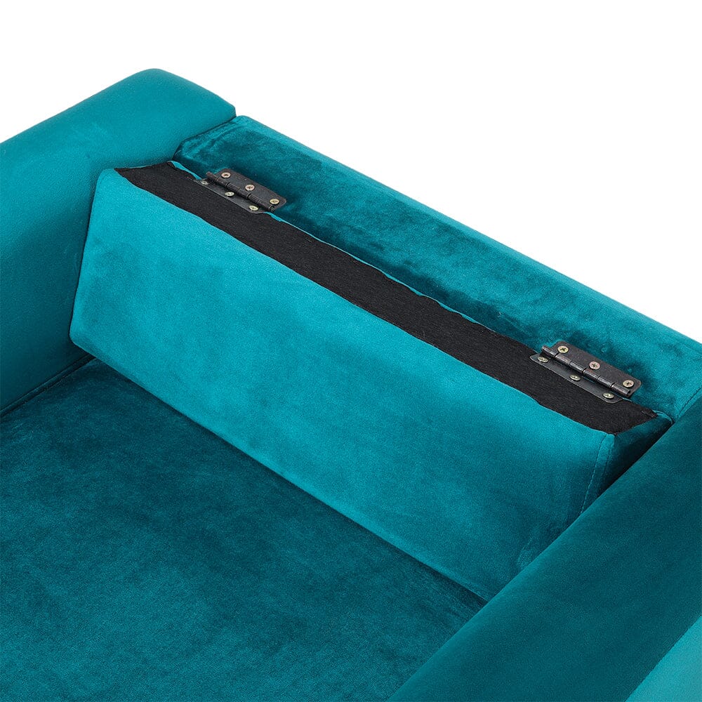 85cm Height Teal Velvet Padded Armchair with Removable Cushion