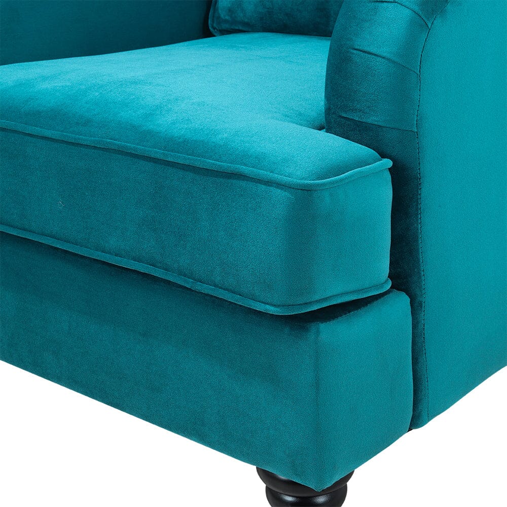 85cm Height Teal Velvet Padded Armchair with Removable Cushion
