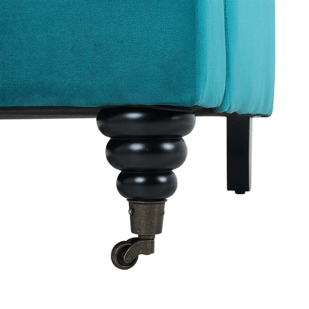 85cm Height Teal Velvet Padded Armchair with Removable Cushion