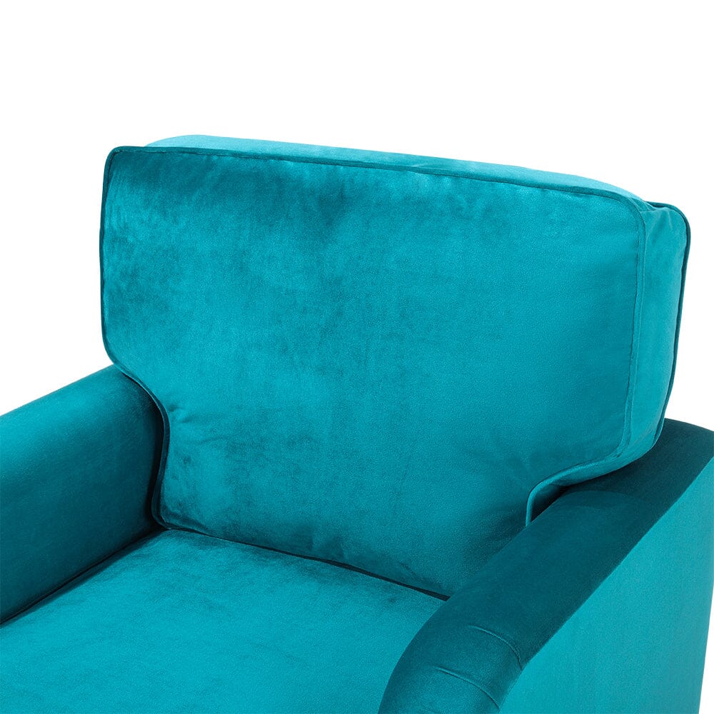 85cm Height Teal Velvet Padded Armchair with Removable Cushion