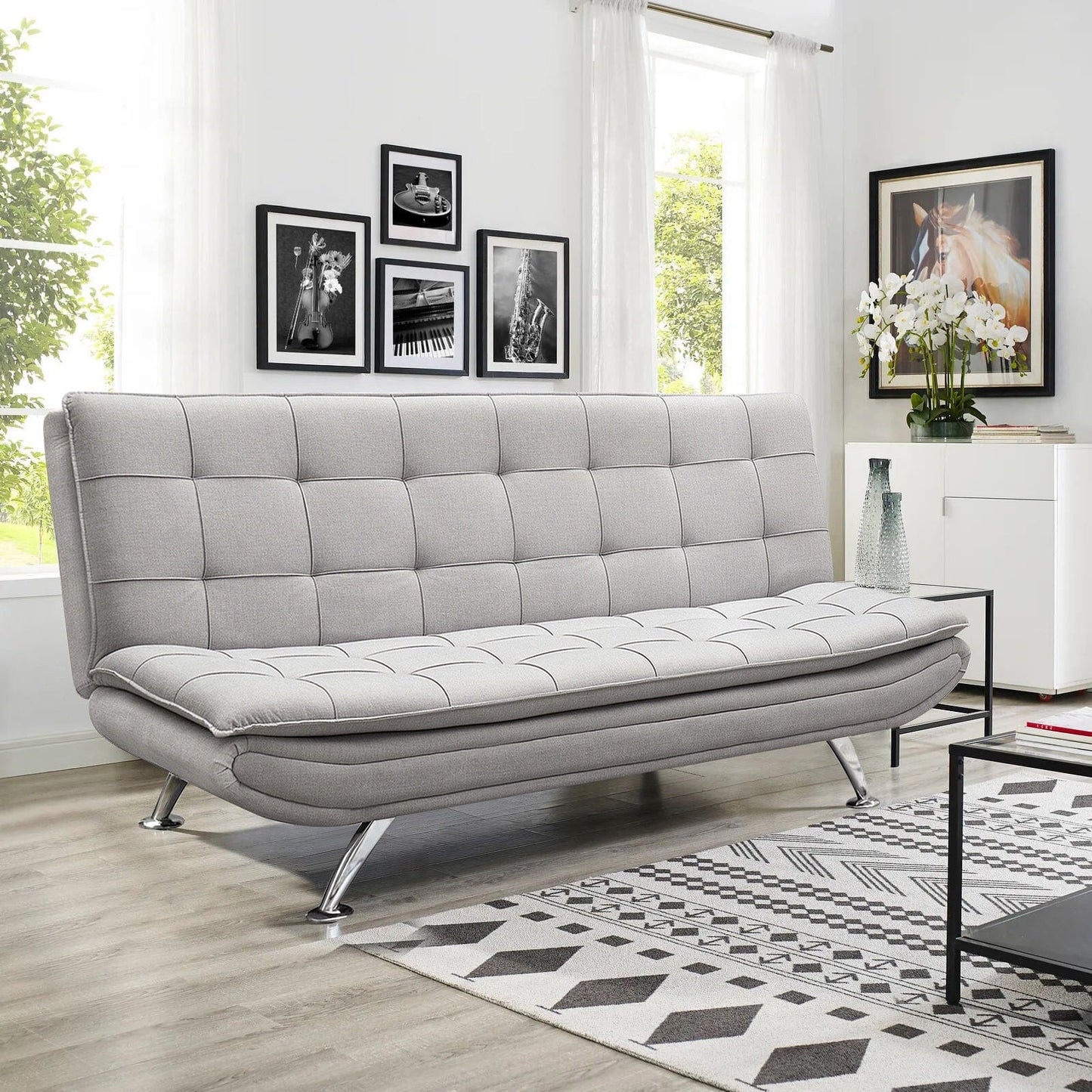 Convertible Fabric 3-Seater Sofa Bed