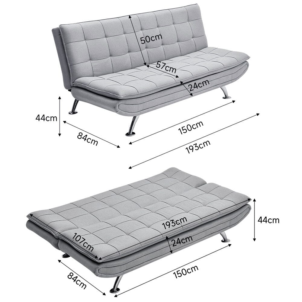 Convertible Fabric 3-Seater Sofa Bed
