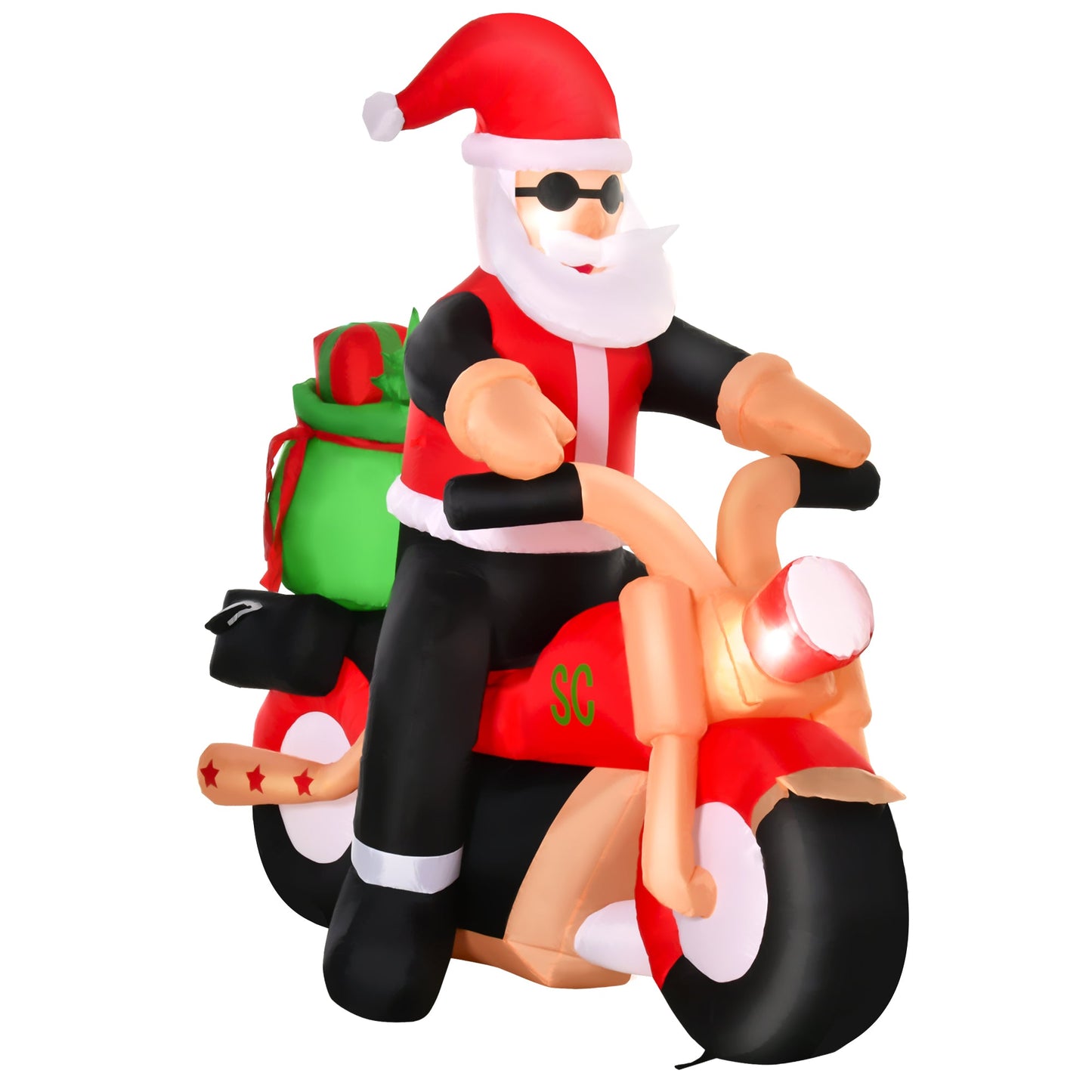 HOMCOM 5.5ft Christmas Inflatable Santa Claus Riding a Motorcycle Blow Up Decoration Xmas DŽcor for Garden