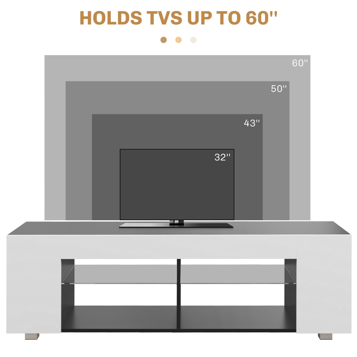 HOMCOM Szafka pod TV Multi-Shelf z regulowanymi światłami LED - biała