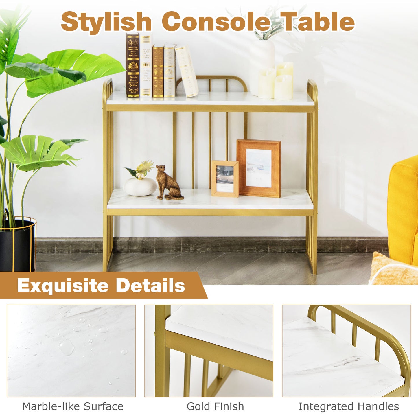 Faux Marble Sofa Side End Table or Living Room
