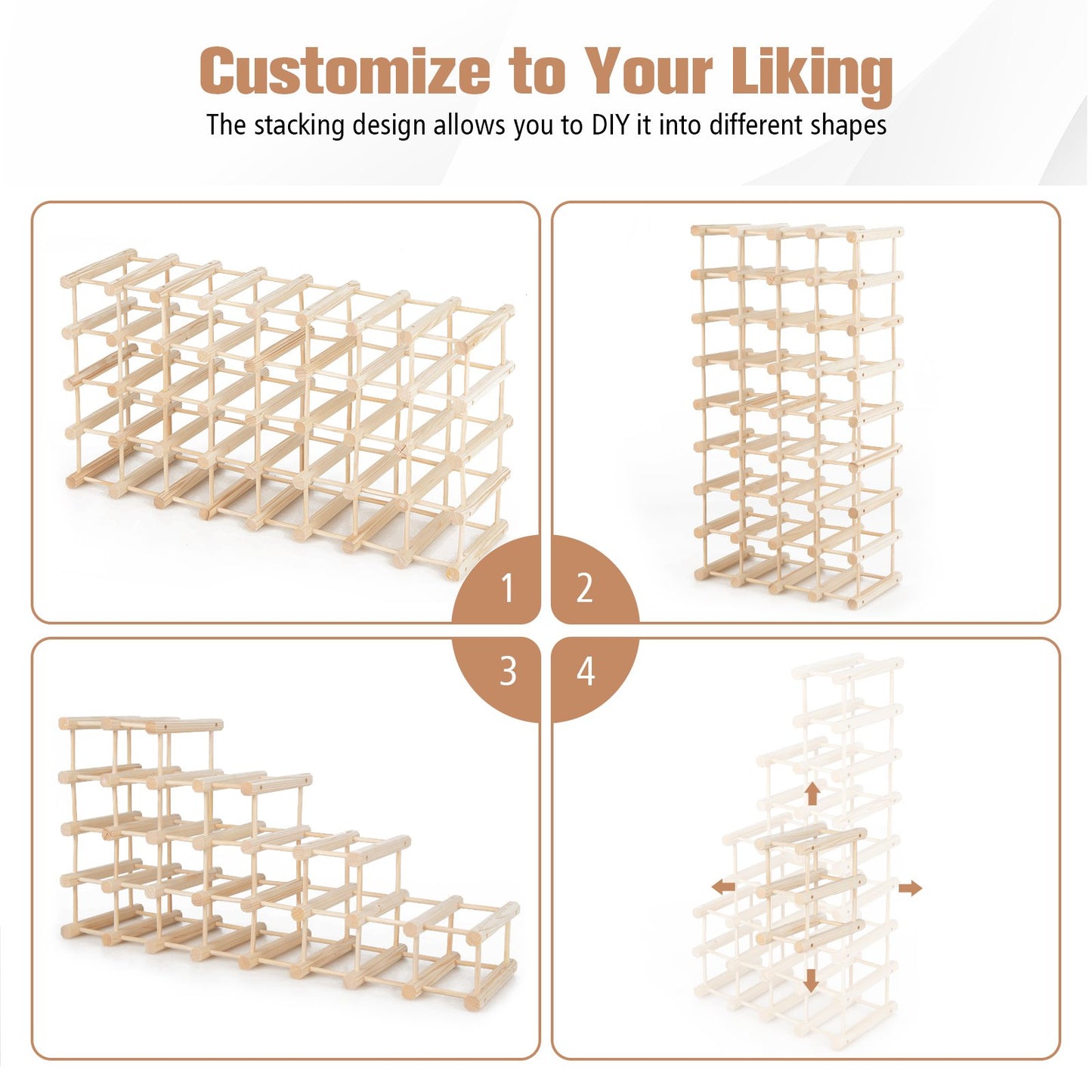 36-Bottle Wine Rack for Home Bar Pantry