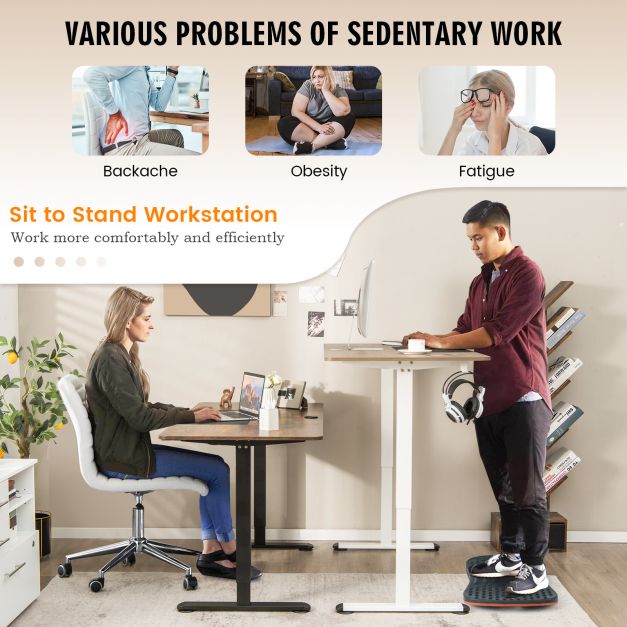 Height Adjustable Home Office Computer Desk with Headphone Hook-Natural