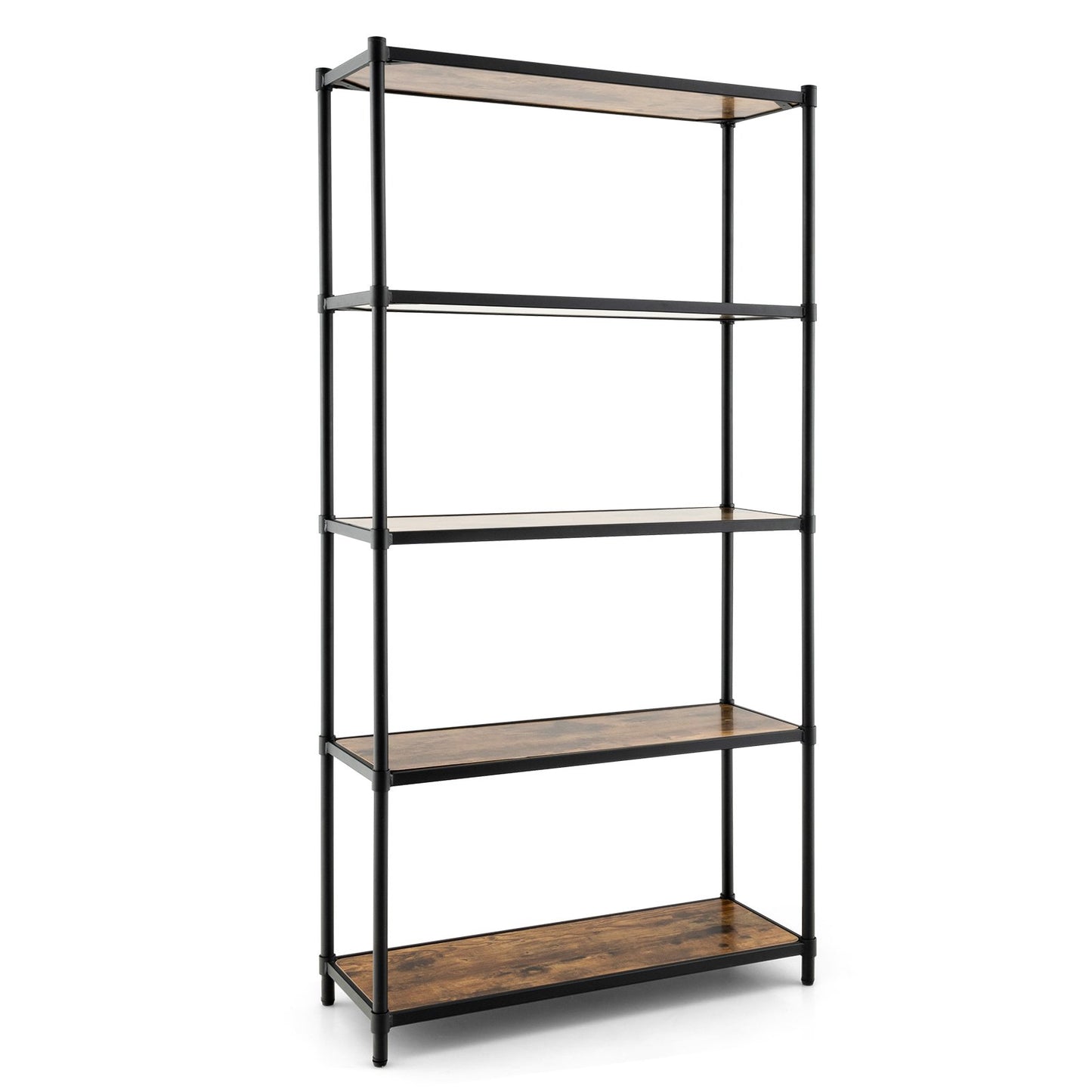 5-Tier Wooden Bookshelf for Living Room Bedroom and Office-Rustic Brown