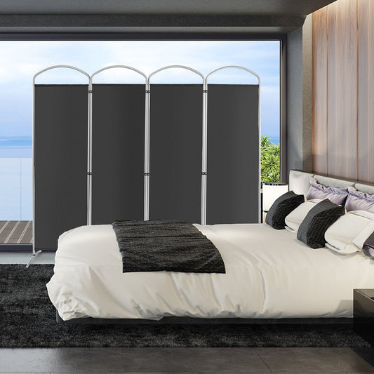 4 Panel Freestanding Folding Room Divider for Living Room Office-Grey