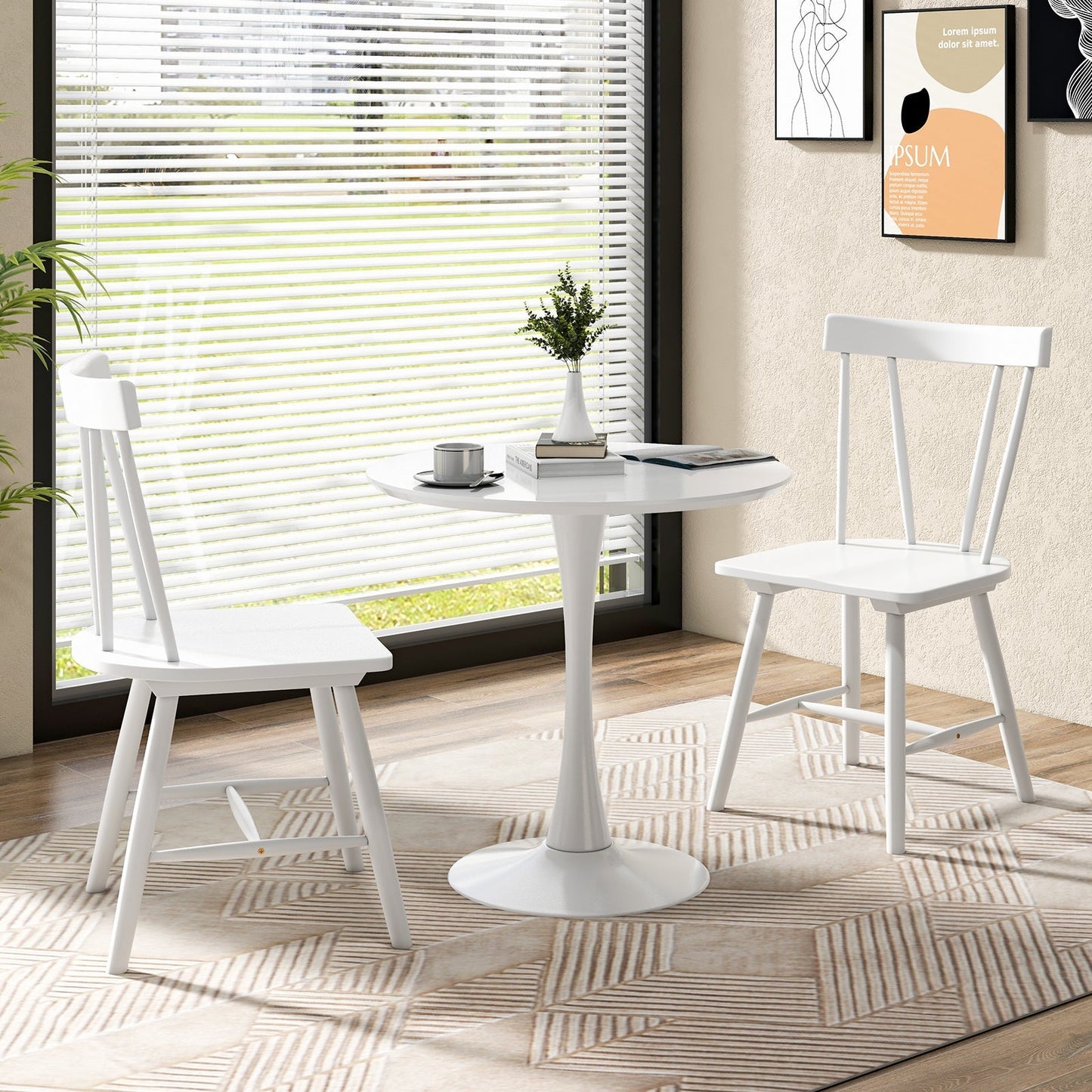 Set of 2 Windsor Chairs-White