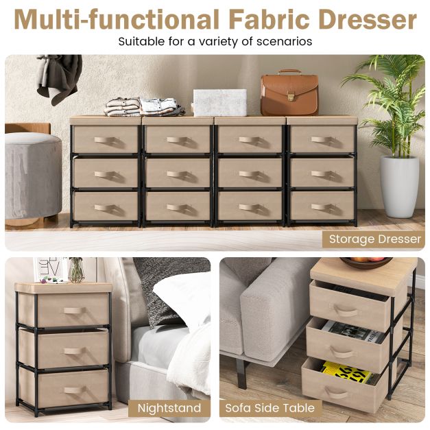 Fabric Storage Organizer Tower Unit with Removable Lid-Coffee