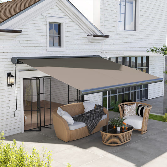 Outsunny Full Cassette Electric Awning with Remote Controller in Light Grey, image 2