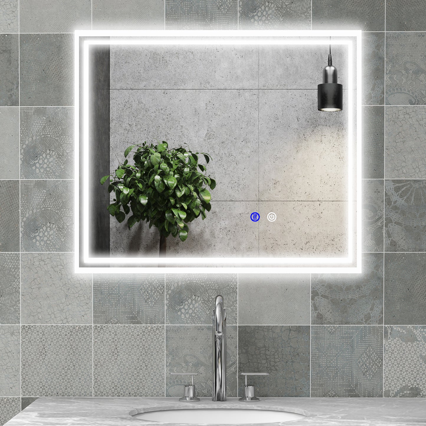 Lustro łazienkowe kleankin LED z oświetleniem, podświetlane lustro do makijażu, lustro toaletkowe z 3 kolorami, Smart Touch, przeciwmgielne