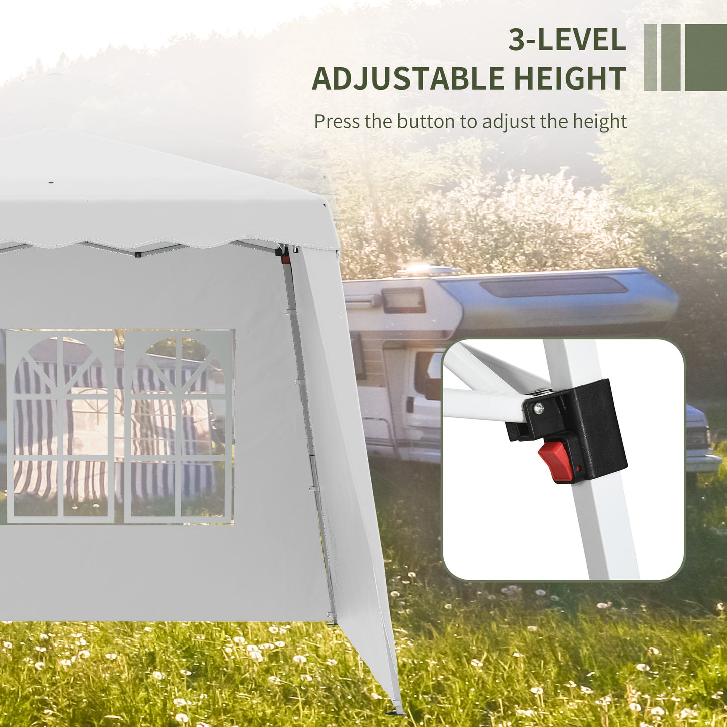 Outsunny 2.4 x 2.4m Two Wall Pop Up Gazebo - White