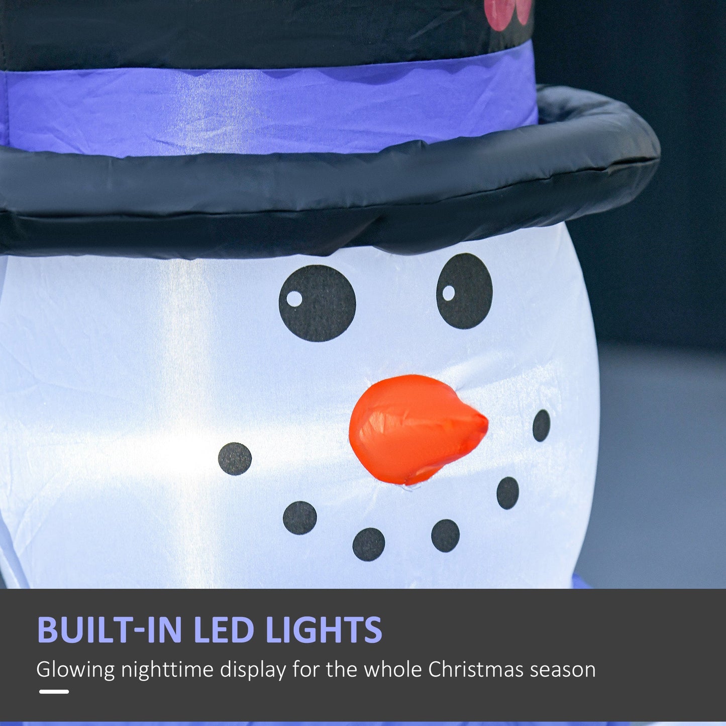 HOMCOM 4 أقدام قابلة للنفخ رجل ثلج عيد الميلاد العائلي LED ديكورات خارجية داخلية للعطلات في الفناء