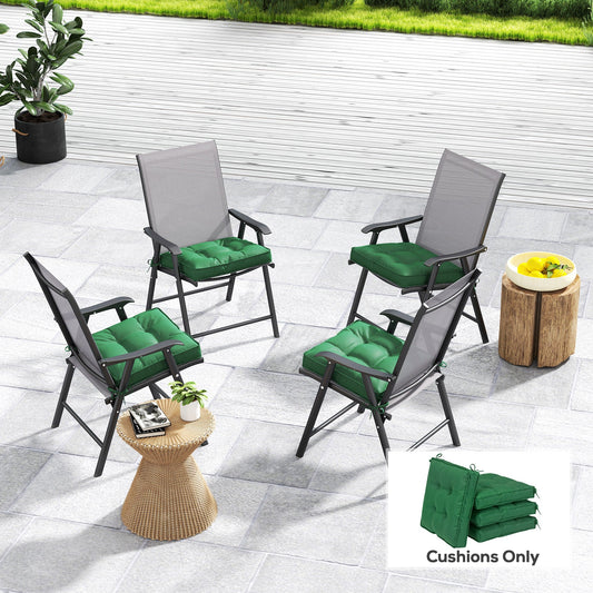 Outsunny Set of 4 42 x 42cm Outdoor Seat Cushions - Green