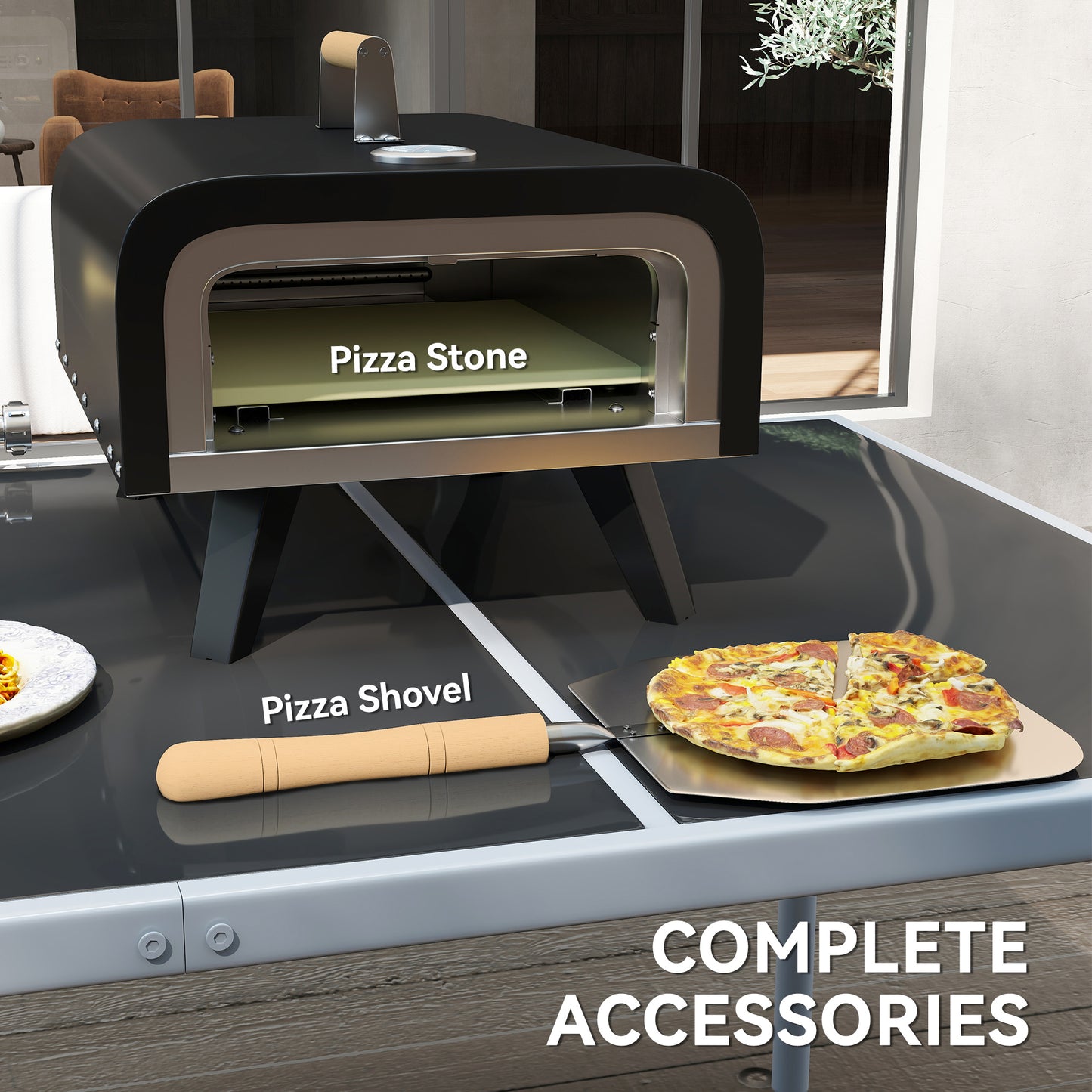 Outsunny Gas Powered 12" Piec do pizzy - Czarny