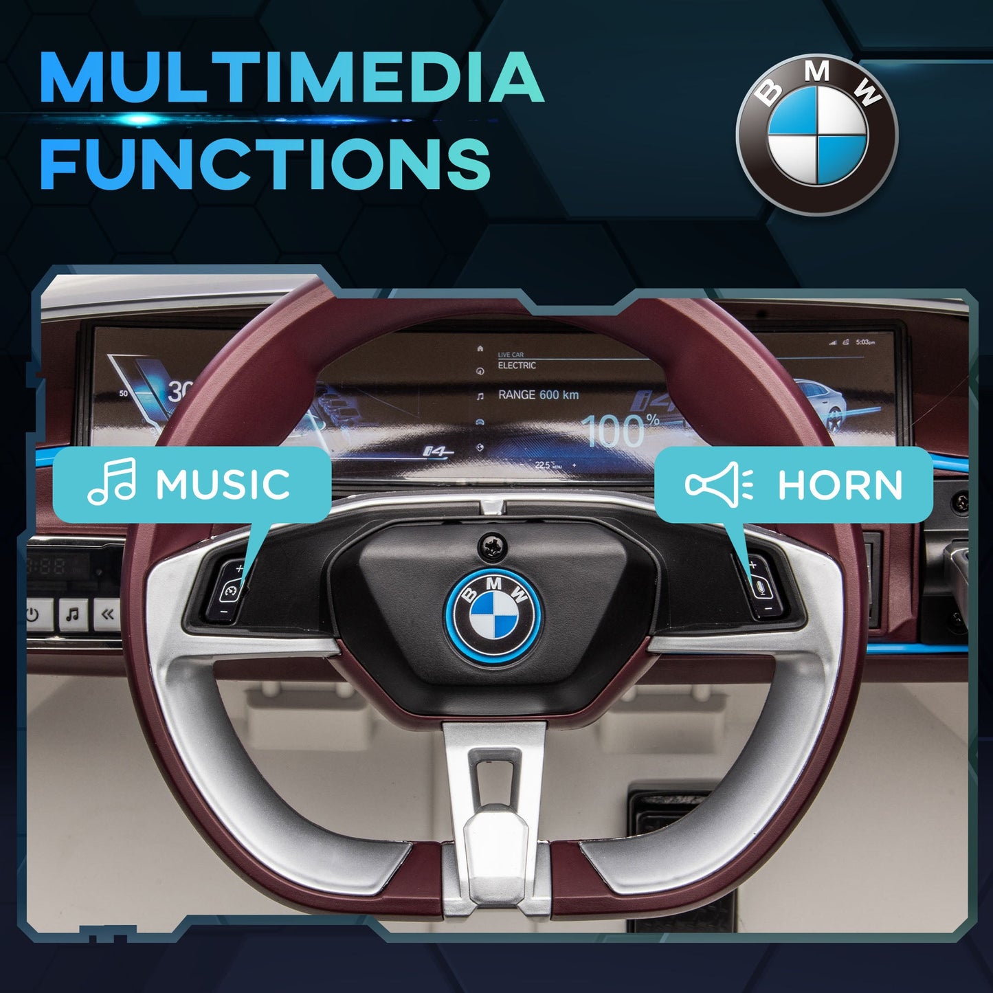 سيارة كهربائية للأطفال مرخصة من HOMCOM BMW i4 بقوة 12 فولت