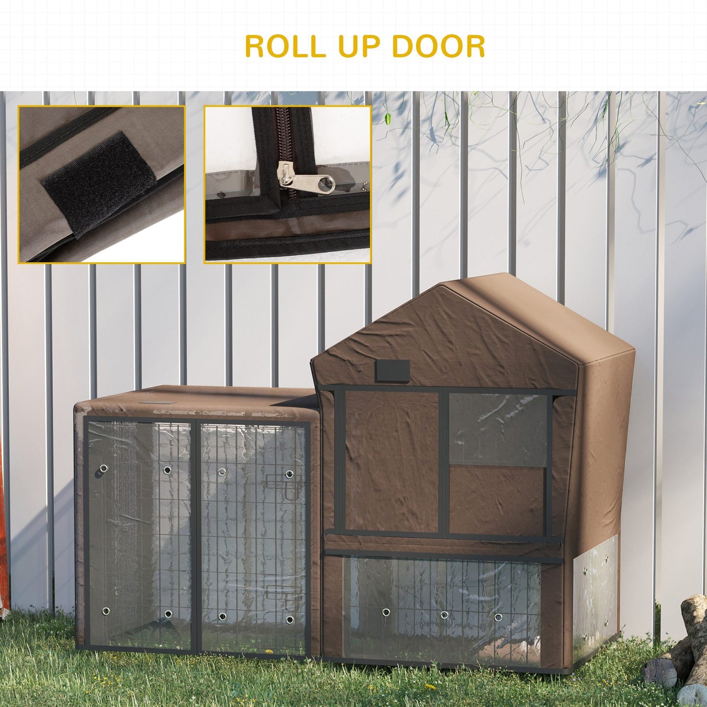 PawHut Rabbit Hutch Cover, wodoodporny ochraniacz klatki dla zwierząt, oddychający pokrowiec na klatkę dla świnki morskiej - brązowy