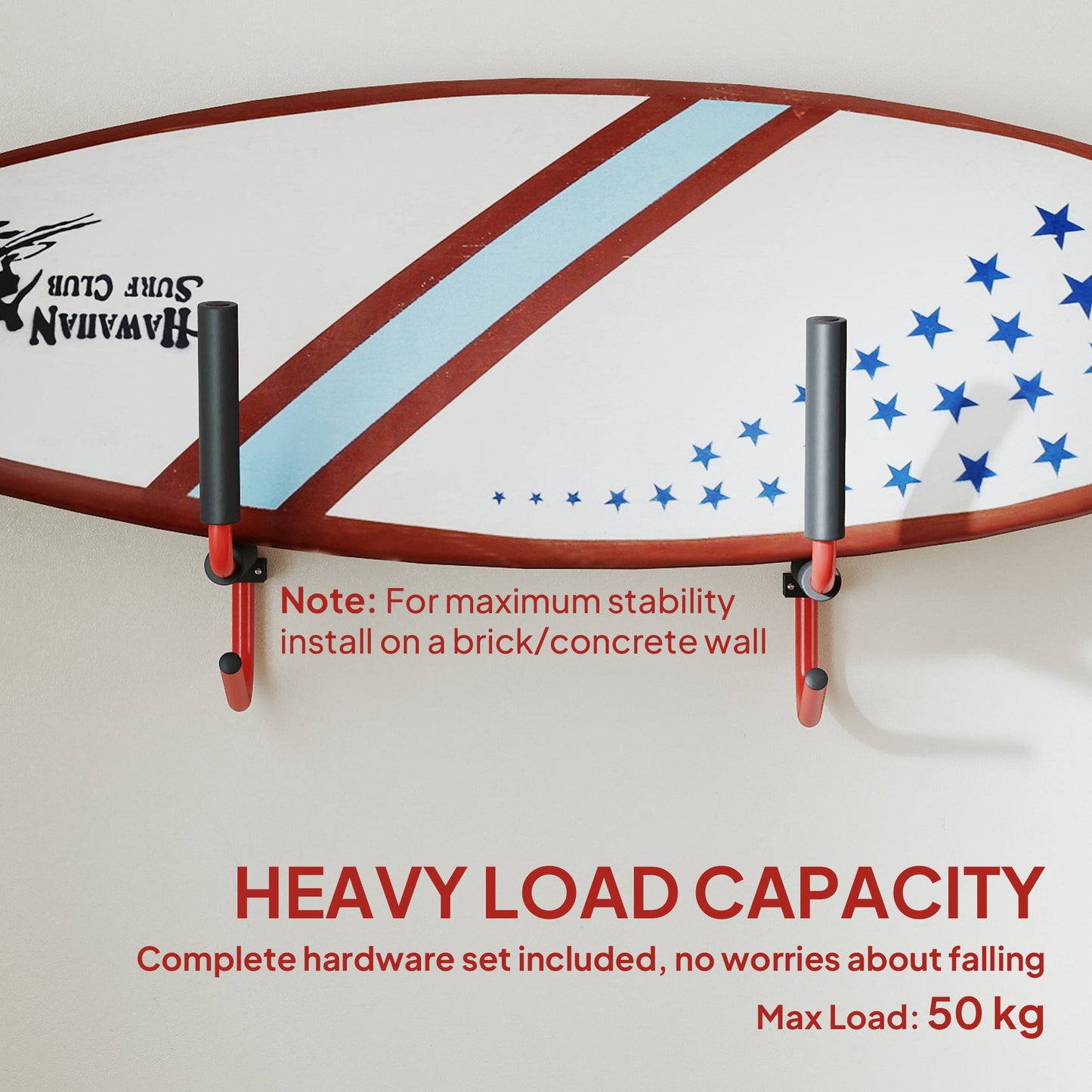 HOMCOM Kayak Canoe Heavy Duty Uchwyt ścienny do przechowywania Heavy Duty Wieszaki do przechowywania czerwony