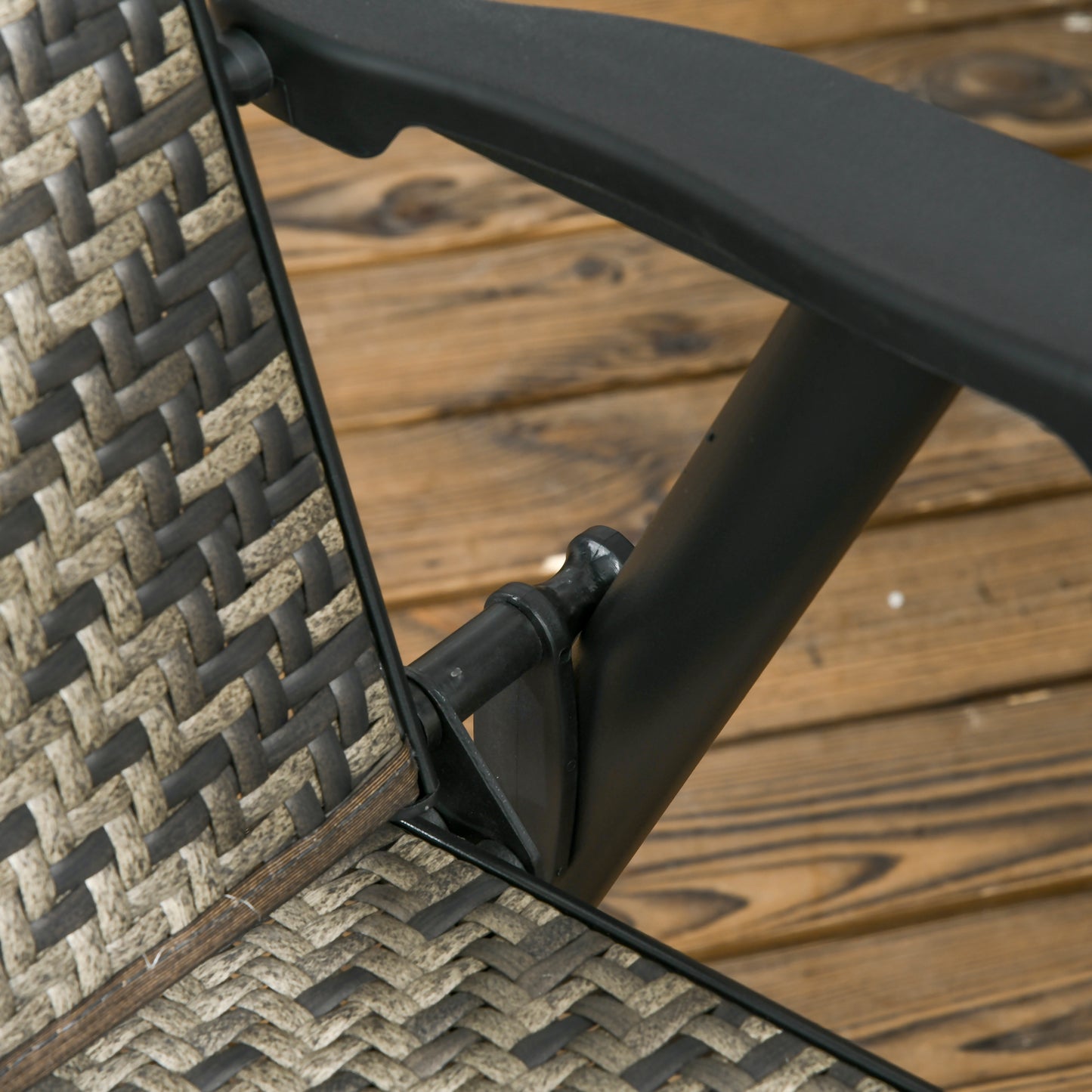 Zestaw jadalny Outsunny 4 Seater Rattan, zestaw mebli ogrodowych z rattanu z otworem na parasol, stół jadalny i krzesła zewnętrzne z 4 fotelami, okrągły szklany stół na patio, balkon, mieszany szary