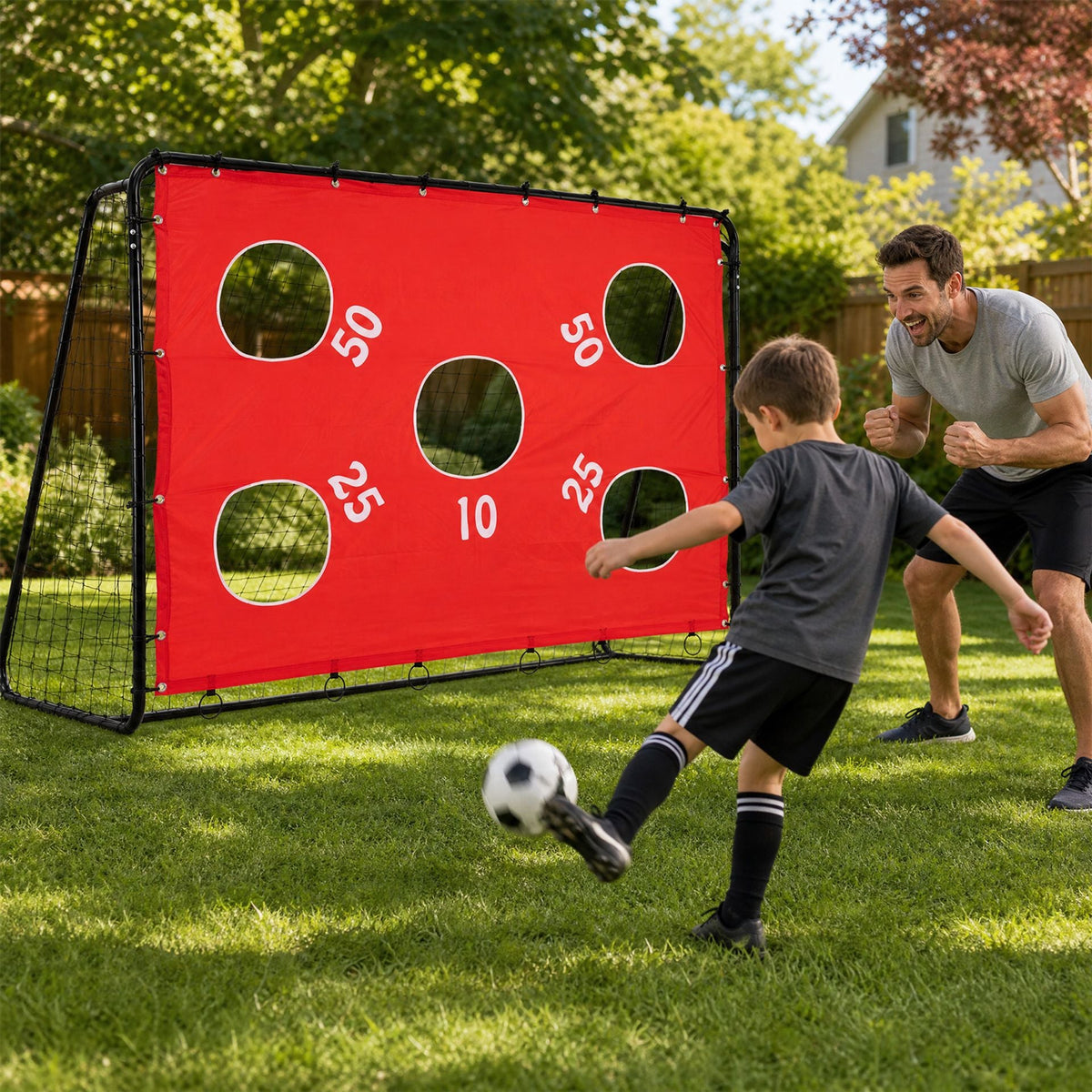 Kids Soccer Goal with Removable Target Cloth Soccer Training Equipment with Metal Frame