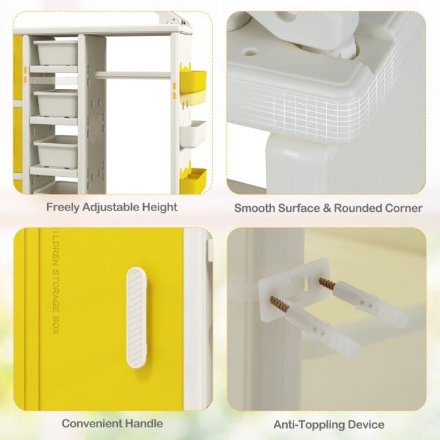 Kids Costume Storage Closet with Storage Bin-Yellow