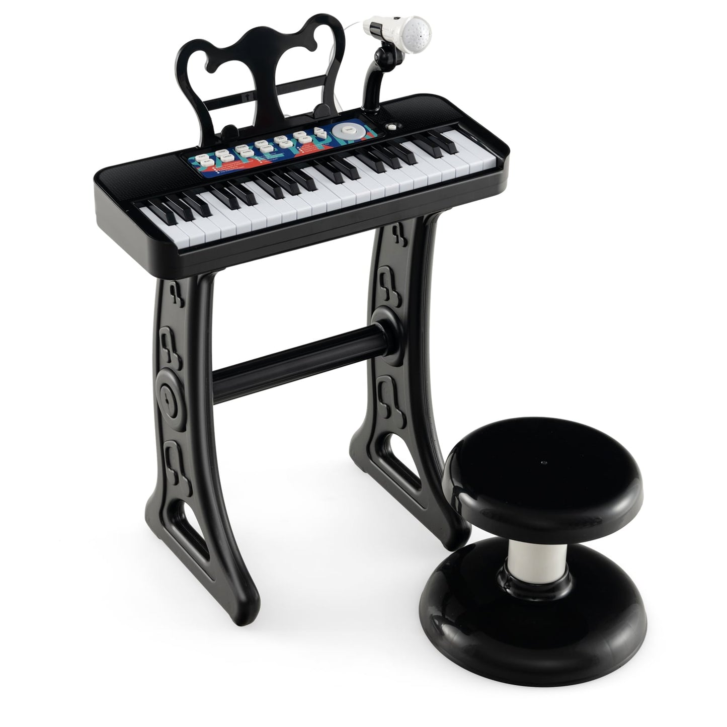 37-Key Kids Piano Keyboard Electronic Instrument with Microphone-Black