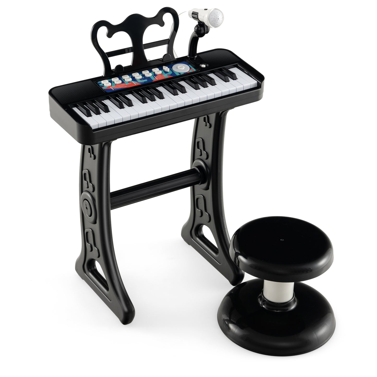 37-Key Kids Piano Keyboard Electronic Instrument with Microphone-Black