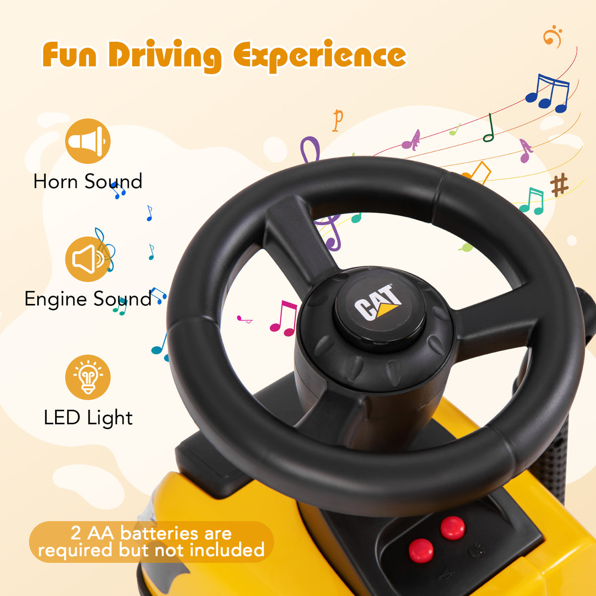 Kids Ride on Tractor Licensed Caterpillar Foot to Floor Sliding Car-Yellow & Black