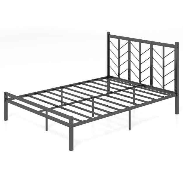 Queen Size Platform Bed with Headboard and Metal Frame-Queen Size
