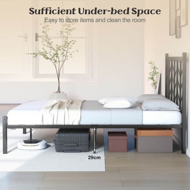 Queen Size Platform Bed with Headboard and Metal Frame-Queen Size