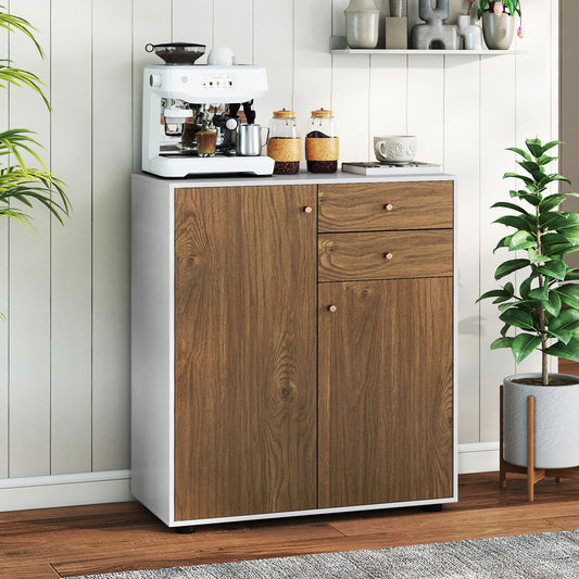 Kitchen Sideboard Buffet Cabinet with 3 Adjustable Shelves-Natural