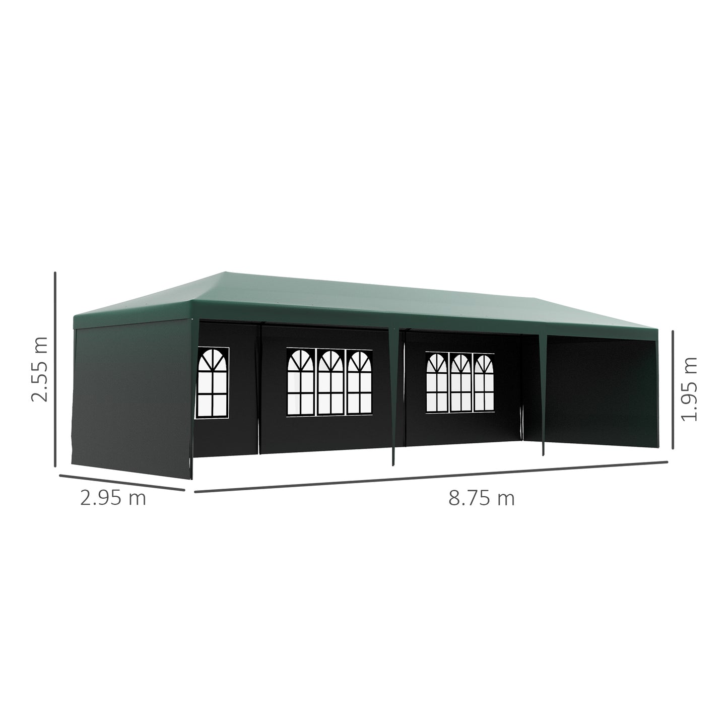 Outsunny Garden Gazebo Marquee Party Wedding Tent Canopy (9m x 3m) - Zielony