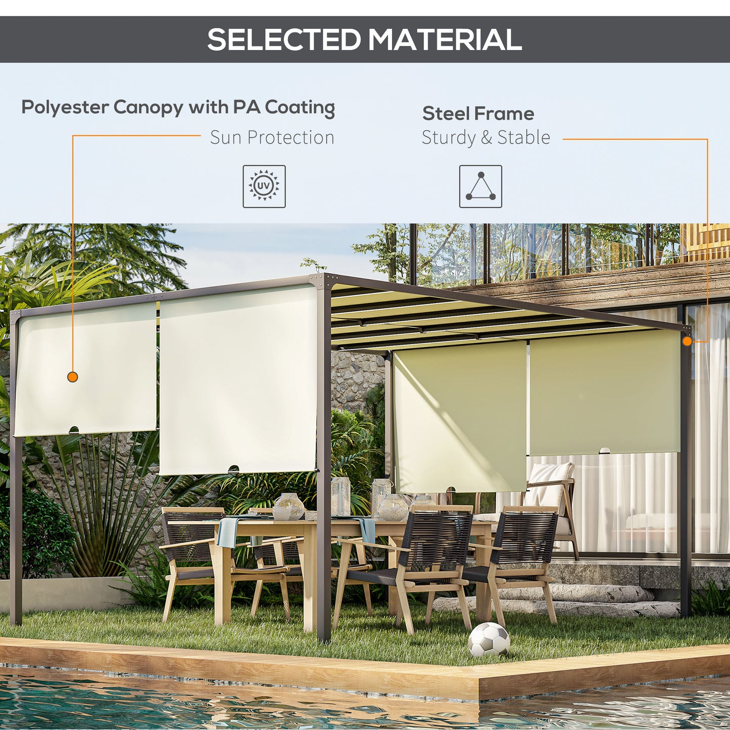 Outsunny 3 x 4m Pergola ogrodowa zewnętrzna - kremowo-biała