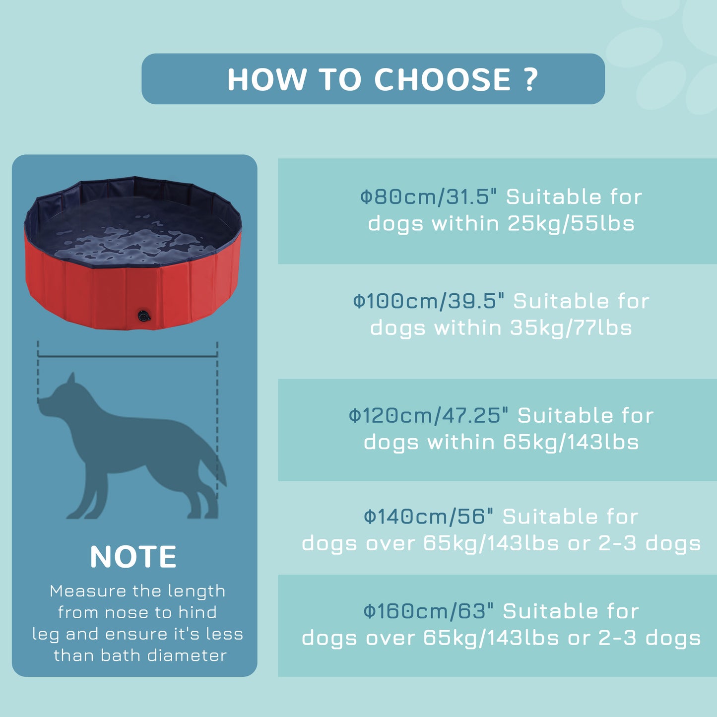 PawHut Foldable Dog Paddling Pool Pet Cat Swimming Pool Indoor/ Outdoor Collapsible Summer Bathing Tub Shower Tub Puppy Washer, â 100 x 30H cm, Red