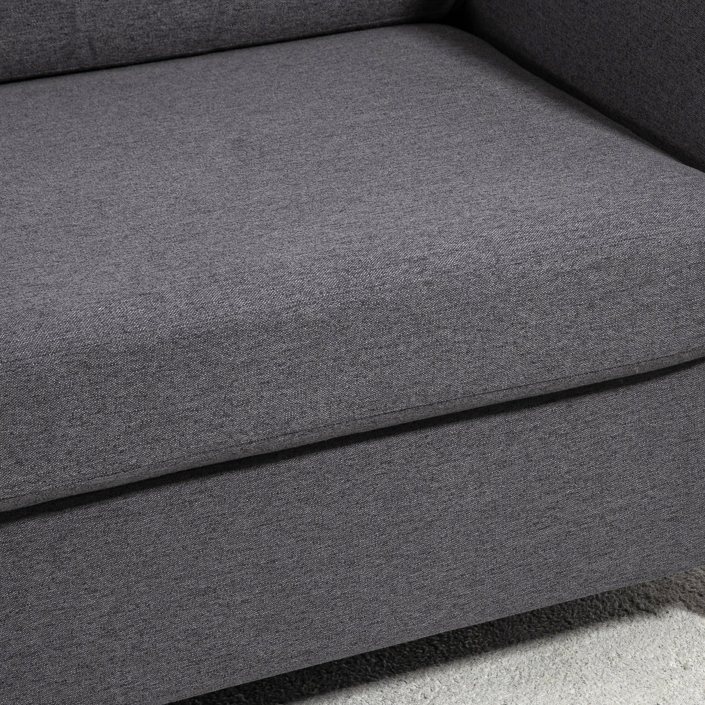 HOMCOM Kompaktowa Sofa Dwuosobowa, Nowoczesna Sofa Dwuosobowa Do Salonu Z Drewnianymi Nogami I Podłokietnikami, Ciemnoszara