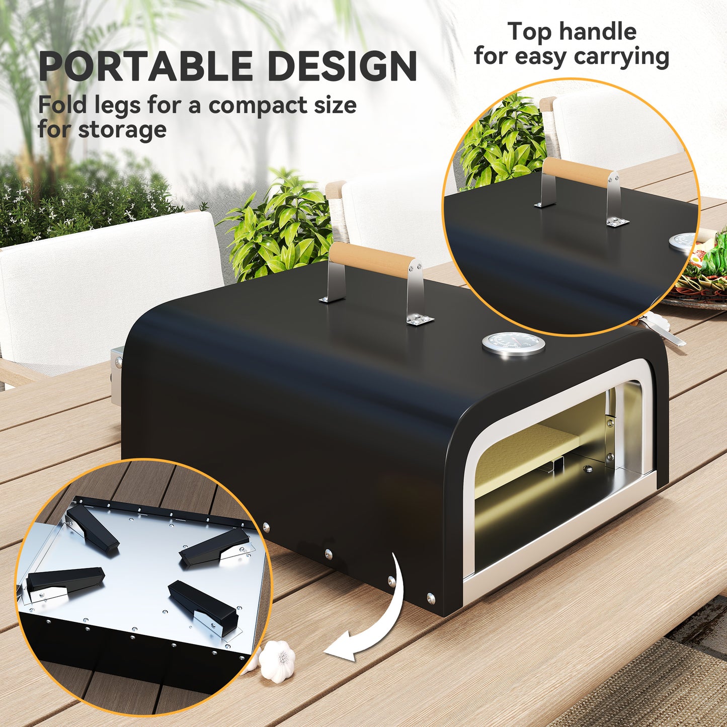 Outsunny Gas Powered 12" Piec do pizzy - Czarny