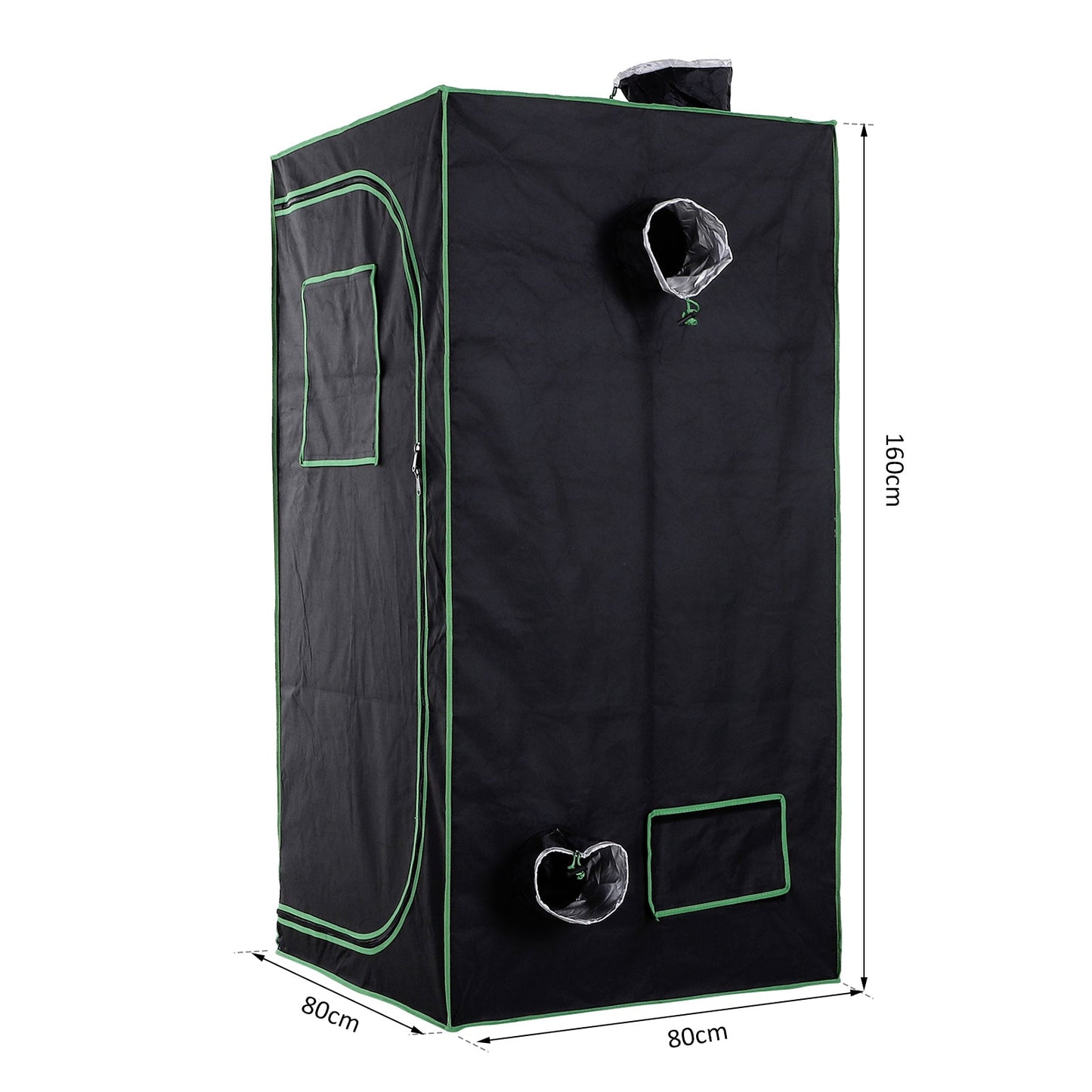 Outsunny Grow Tent odblaskowy Mylar Hydroponiczny z regulowanymi otworami wentylacyjnymi i tacką podłogową do uprawy roślin w pomieszczeniach, 80 x 80 x 160 cm (31,5" x 31,5" x 63")