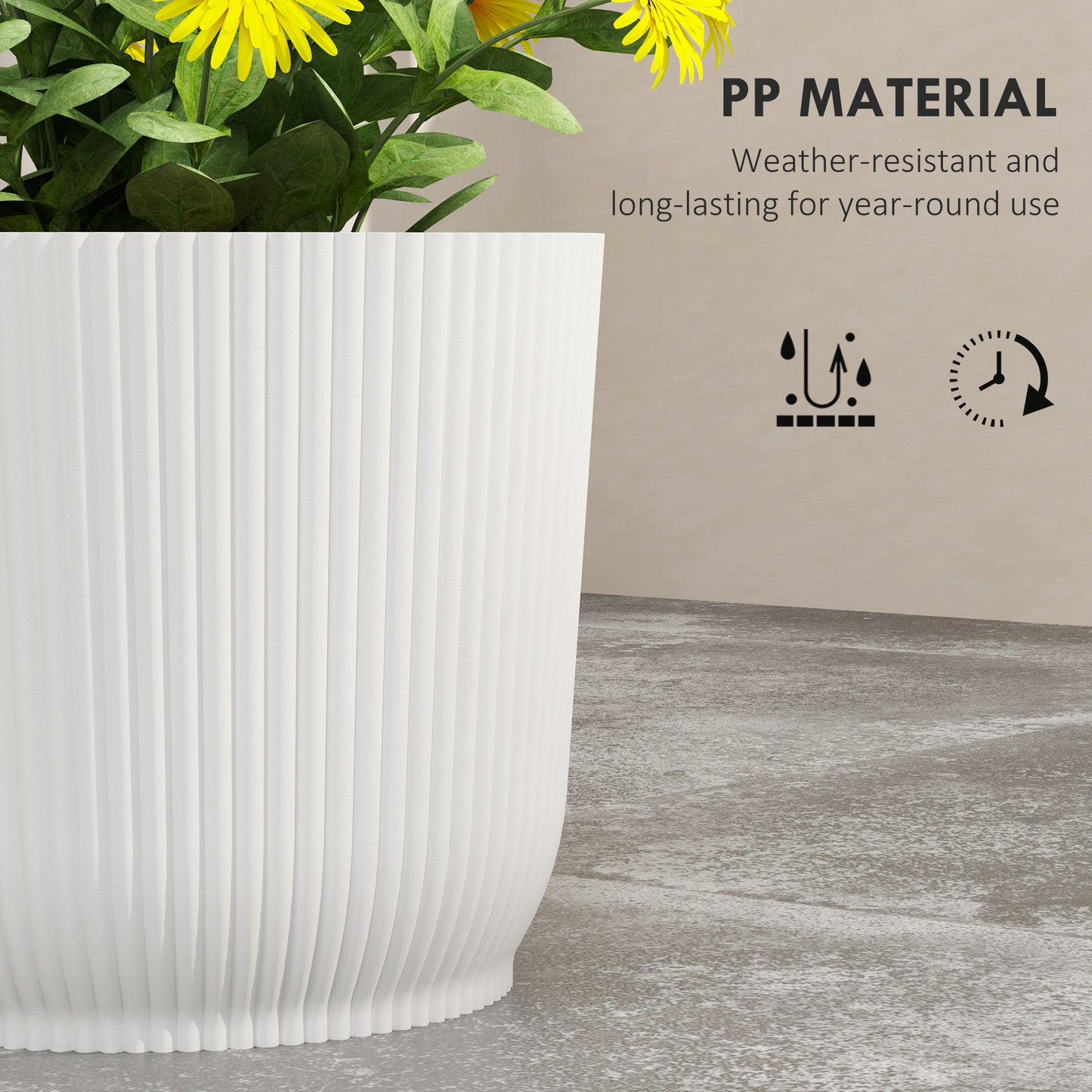 Outsunny Set of Two Ф22cm Planters - White