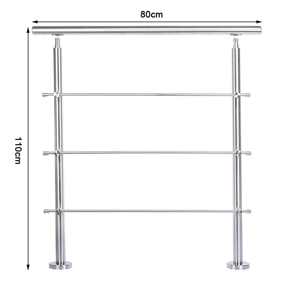 Silver Floor Mount Stainless Steel Handrail for Slopes and Stairs