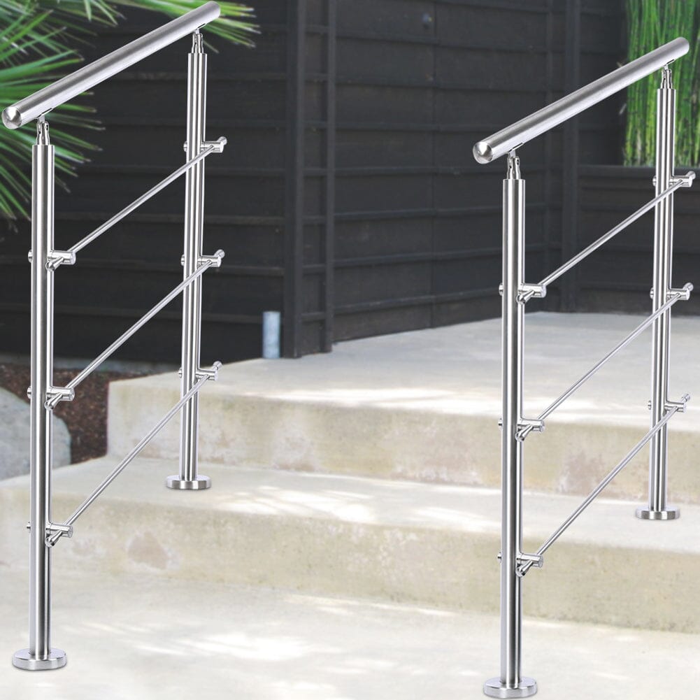 Silver Floor Mount Stainless Steel Handrail for Slopes and Stairs
