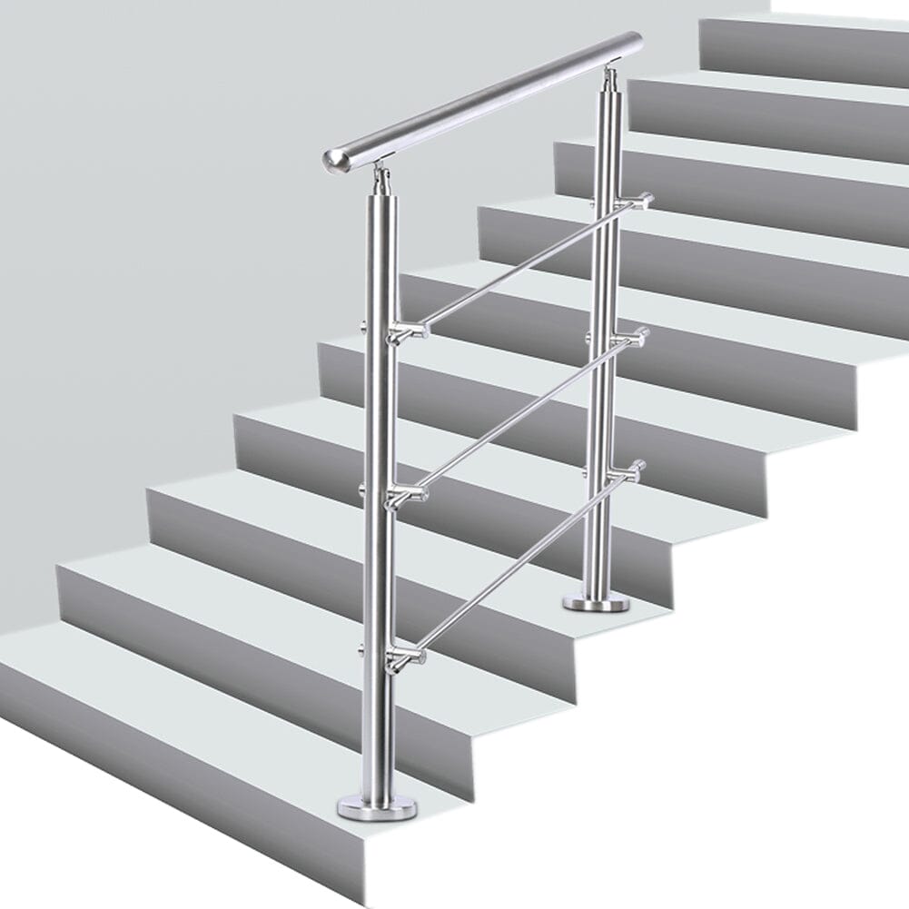 Silver Floor Mount Stainless Steel Handrail for Slopes and Stairs