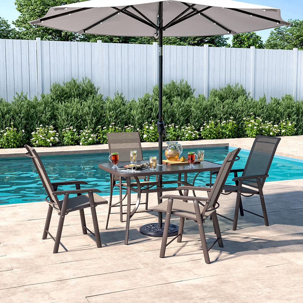 4/6 Seater Glass Garden Table with Parasol Hole