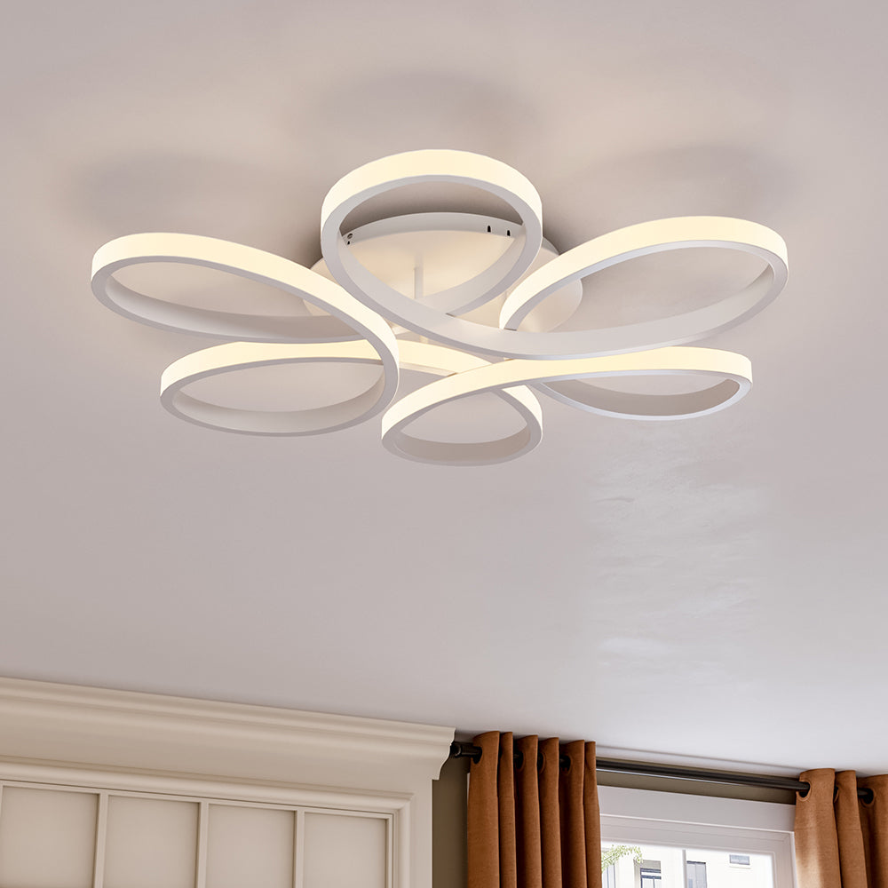 Floral 6 Rings Modern LED Ceiling Light Dimmable with Remote Control