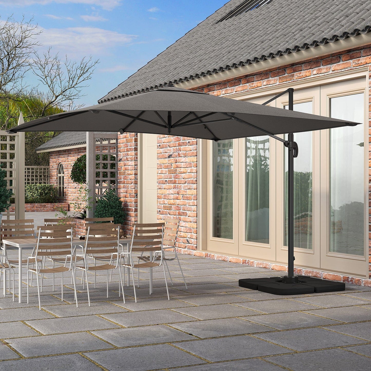 300cm Szeroki Parasol Ogrodowy Zewnętrzny Wiszący Parasol Odporny na UV i Wodoodporny na Patio