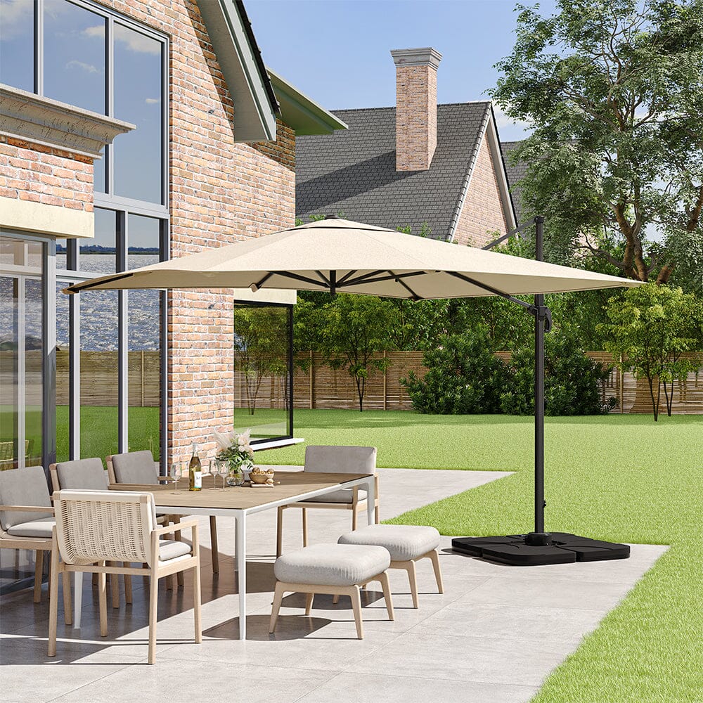 Beige 3 x 3 m Square Cantilever Parasol Outdoor Hanging Umbrella for Garden and Patio