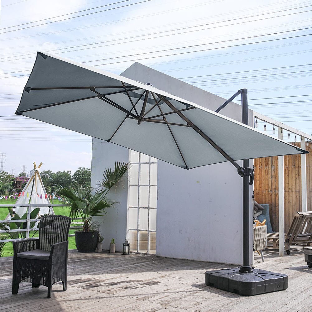 Jasnoszary 3 x 3 m kwadratowy parasol wspornikowy do ogrodu i na patio