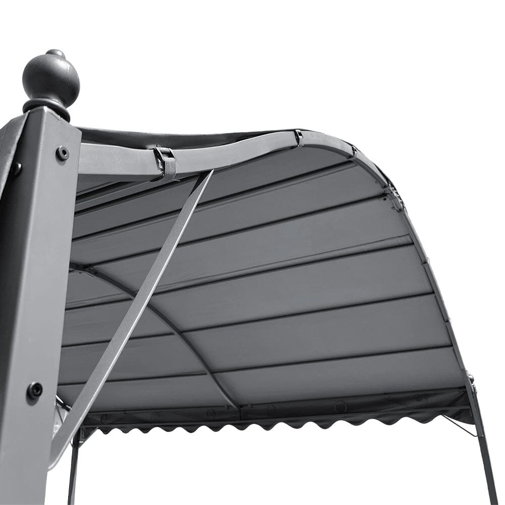 300cm W Outdoor Metal Arched Pergola with Shade Dark Grey